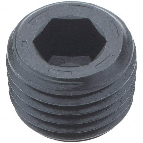 Holo-Krome - 1/4-18, 13/32" OAL, Alloy Steel Socket Pressure Plug - 7/8" Taper per Foot, 1/4" Hex Key - Apex Tool & Supply