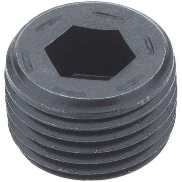 Holo-Krome - 1/2-14, 17/32" OAL, Alloy Steel Socket Pressure Plug - 7/8" Taper per Foot, 3/8" Hex Key - Apex Tool & Supply