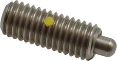 Gibraltar - 1/2-13, 1-1/4" Thread Length, 1/4" Plunger Projection, Stainless Steel Threaded Spring Plunger - 1/4" Max Plunger Diam, 1-1/4" Plunger Length, 2.7 Lb Init End Force, 9.3 Lb Final End Force - Apex Tool & Supply