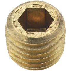 Holo-Krome - 1/16-27, 1/4" OAL, Brass Socket Pressure Plug - 7/8" Taper per Foot, 5/32" Hex Key - Apex Tool & Supply