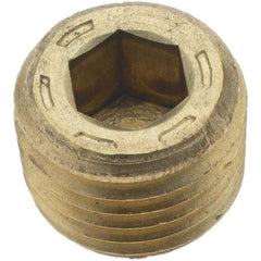 Holo-Krome - 1/4-18, 13/32" OAL, Brass Socket Pressure Plug - 7/8" Taper per Foot, 1/4" Hex Key - Apex Tool & Supply