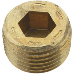 Holo-Krome - 3/8-18, 13/32" OAL, Brass Socket Pressure Plug - 7/8" Taper per Foot, 5/16" Hex Key - Apex Tool & Supply