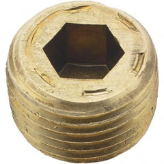 Holo-Krome - 1/2-14, 17/32" OAL, Brass Socket Pressure Plug - 7/8" Taper per Foot, 3/8" Hex Key - Apex Tool & Supply