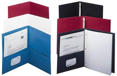 UNIVERSAL - 11" Long x 8-1/2" Wide Leatherette Two-Pocket Portfolios - White - Apex Tool & Supply