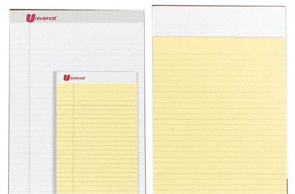 UNIVERSAL - 50 Sheet, 8-1/2 x 14", Perforated Style Ruled Pads - Canary - Apex Tool & Supply