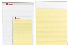 UNIVERSAL - 50 Sheet, 8 x 11-3/4", Perforated Style Ruled Pads - Canary - Apex Tool & Supply