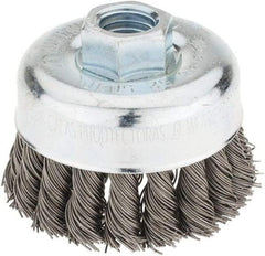 Milwaukee Tool - 3" Diam, 5/8-11 Threaded Arbor, Steel Fill Cup Brush - 0.023 Wire Diam, 7/8" Trim Length, 12,000 Max RPM - Apex Tool & Supply