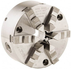 Buck Chuck Company - 6 Jaws, 10" Diam, Self Centering Manual Lathe Chuck - Front Mount, Adjustable, 2,600 Max RPM, 3.23" Through Hole Diam, Forged Steel - Apex Tool & Supply