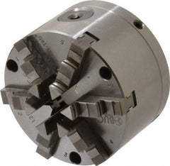 Buck Chuck Company - 6 Jaws, 4" Diam, Self Centering Manual Lathe Chuck - Front Mount, Adjustable, 4,725 Max RPM, 1.04" Through Hole Diam, Forged Steel - Apex Tool & Supply