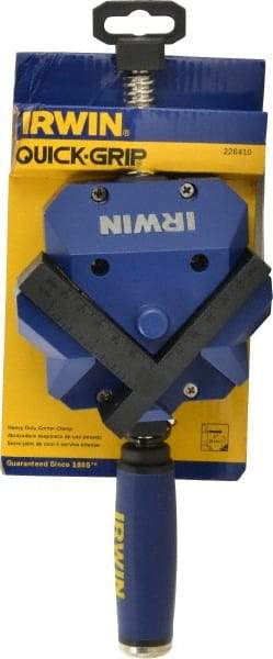 Irwin - Fixed Angle, 2 Axes, 2-3/8" Jaw Height, 3" Max Capacity, Angle & Corner Clamp - 90° Clamping Angle, 3" Throat Depth - Apex Tool & Supply