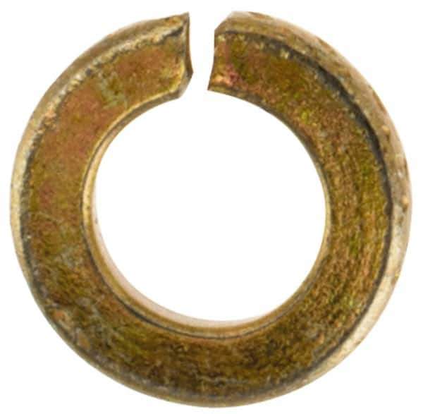 Value Collection - #2, 0.088" ID, 0.02" Thick Split Lock Washer - Grade 2 Spring Steel, Zinc Yellow Dichromate Finish, 0.088" Min ID, 0.094" Max ID, 0.172" Max OD - Apex Tool & Supply