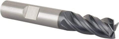 SGS - 3/8", 7/8" LOC, 3/8" Shank Diam, 2-1/2" OAL, 4 Flute, Solid Carbide Square End Mill - Single End, AlTiN Finish, Spiral Flute, Right Hand Cut, Right Hand Flute, Series Z1 - Apex Tool & Supply