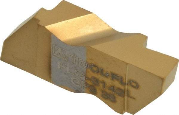 Tool-Flo - 3142FLG Grade GP3, 3.61mm Cutting Width Carbide Grooving Insert - 4.57mm Max Depth of Cut, Left Hand, 0.005 to 0.01" Corner Radius, TiN Finish - Apex Tool & Supply