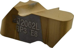 Tool-Flo - 2062FLR Grade GP3, 3.18mm Cutting Width Carbide Grooving Insert - 2.79mm Max Depth of Cut, Left Hand, 1/16" Corner Radius, TiN Finish - Apex Tool & Supply