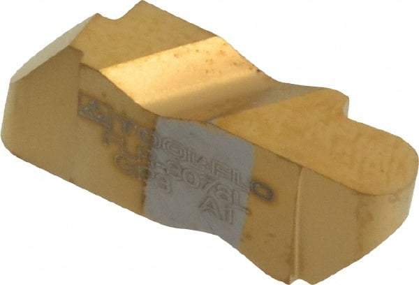 Tool-Flo - 3078FLR Grade GP3, 3.96mm Cutting Width Carbide Grooving Insert - 4.57mm Max Depth of Cut, Left Hand, 7/64" Corner Radius, TiN Finish - Apex Tool & Supply