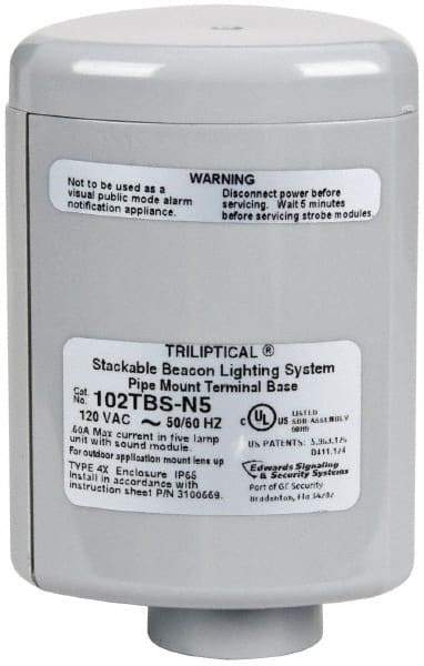 Edwards Signaling - Flashing and Steady, Stackable Tower Light Base Unit - 120 VAC, 0.60 Amp, IP54, IP65 Ingress Rating, 3R, 4X NEMA Rated, Pipe Mount - Apex Tool & Supply