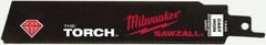 Milwaukee Tool - 6" Long, Steel Reciprocating Saw Blade - Straight Profile, Continuous Edge, Tang Shank - Apex Tool & Supply