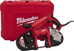 Milwaukee Tool - 120 Volt, Electric Handheld Bandsaw - 8 Ft. Cord Length, 3-1/4 Inch (Round) and 3-1/4 x 3-1/4 Inch (Rectangular) Depth of Cut, 200 and 360 SFPM, 7 Amp - Apex Tool & Supply