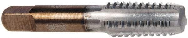Hertel - 1/8-27 NPT, 5 Flutes, Chrome Plated, High Speed Steel, Interrupted Thread Pipe Tap - 5/16 Inch Shank Diameter, 5/16 Inch Shank Diameter, 3/4 Inch Thread Length, 0.23 Inch Square Size, Regular Hook - Apex Tool & Supply
