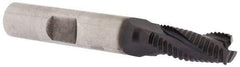 Accupro - 5/16" Diam, Fine Pitch, 3/4" LOC, 3 Flute Powdered Metal Corner Chamfer Roughing End Mill - TiAlN Finish, 2-1/2" OAL, 3/8" Shank Diam, Single End, Centercutting, 30° Helix - Apex Tool & Supply