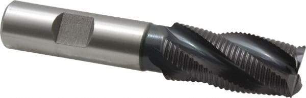 Accupro - 3/4" Diam, Fine Pitch, 1-5/8" LOC, 4 Flute Powdered Metal Corner Chamfer Roughing End Mill - TiAlN Finish, 3-3/4" OAL, 5/8" Shank Diam, Single End, Centercutting, 30° Helix - Apex Tool & Supply