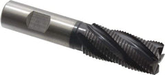 Accupro - 7/8" Diam, Fine Pitch, 1-7/8" LOC, 5 Flute Powdered Metal Corner Chamfer Roughing End Mill - TiAlN Finish, 4-1/8" OAL, 3/4" Shank Diam, Single End, Centercutting, 30° Helix - Apex Tool & Supply