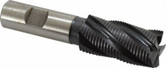 Accupro - 1" Diam, Fine Pitch, 2" LOC, 5 Flute Powdered Metal Corner Chamfer Roughing End Mill - TiAlN Finish, 4-1/4" OAL, 3/4" Shank Diam, Single End, Centercutting, 30° Helix - Apex Tool & Supply