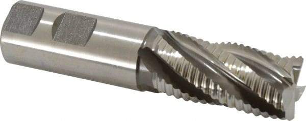 Accupro - 1" Diam, Coarse Pitch, 2" LOC, 5 Flute Powdered Metal Corner Chamfer Roughing End Mill - Uncoated, 4-1/2" OAL, 1" Shank Diam, Single End, Centercutting, 30° Helix - Apex Tool & Supply