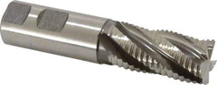 Accupro - 1" Diam, Coarse Pitch, 2" LOC, 5 Flute Powdered Metal Corner Chamfer Roughing End Mill - Uncoated, 4-1/2" OAL, 1" Shank Diam, Single End, Centercutting, 30° Helix - Apex Tool & Supply
