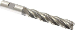 Accupro - 3/4" Diam, Coarse Pitch, 4-1/8" LOC, 4 Flute Powdered Metal Corner Chamfer Roughing End Mill - Uncoated, 6-3/8" OAL, 3/4" Shank Diam, Single End, Centercutting, 30° Helix - Apex Tool & Supply