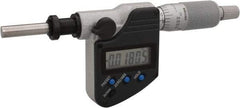 Mitutoyo - 0 to 25.4mm Range, 6.35mm Spindle Diameter, 156.5mm OAL, Flat Spindle Electronic Micrometer Head - 0.00005" Resolution, 0.0001" Accuracy, Carbide Measuring Face, Data Output - Apex Tool & Supply