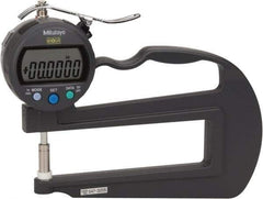 Mitutoyo - 0mm to 10mm Measurement, 0.01mm Resolution Electronic Thickness Gage - Accurate up to 0.001", 1.5 N Measuring Force - Apex Tool & Supply