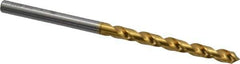 OSG - 4.0005mm 130° Vanadium High Speed Steel Jobber Drill - TiN Finish, Right Hand Cut, Spiral Flute, Straight Shank, 75mm OAL, Standard Point - Apex Tool & Supply