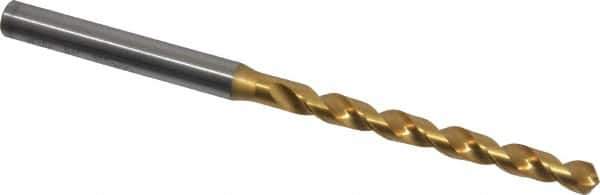 OSG - #12 120° Vanadium High Speed Steel Jobber Drill - TiN Finish, Right Hand Cut, Spiral Flute, Straight Shank, 96mm OAL, Standard Point - Apex Tool & Supply