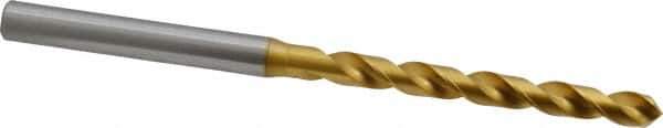 OSG - 5.00126mm 120° Vanadium High Speed Steel Jobber Drill - TiN Finish, Right Hand Cut, Spiral Flute, Straight Shank, 96mm OAL, Standard Point - Apex Tool & Supply