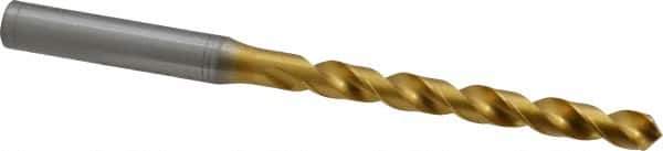 OSG - 6.10108mm 120° Vanadium High Speed Steel Jobber Drill - TiN Finish, Right Hand Cut, Spiral Flute, Straight Shank, 107mm OAL, Standard Point - Apex Tool & Supply