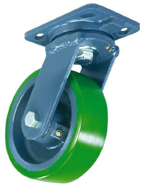 Hamilton - 4" Diam x 2" Wide x 5-5/8" OAH Top Plate Mount Swivel Caster - Polyurethane, 600 Lb Capacity, Precision Sealed Bearing, 4 x 5" Plate - Apex Tool & Supply