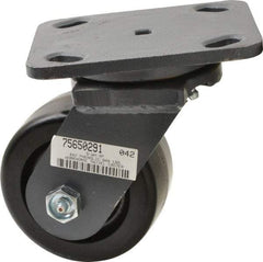 Hamilton - 4" Diam x 2" Wide x 5-5/8" OAH Top Plate Mount Swivel Caster - Phenolic, 800 Lb Capacity, Roller Bearing, 4 x 5" Plate - Apex Tool & Supply