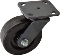 Hamilton - 6" Diam x 2" Wide x 7-1/2" OAH Top Plate Mount Swivel Caster - Phenolic, 1,200 Lb Capacity, Roller Bearing, 4 x 5" Plate - Apex Tool & Supply
