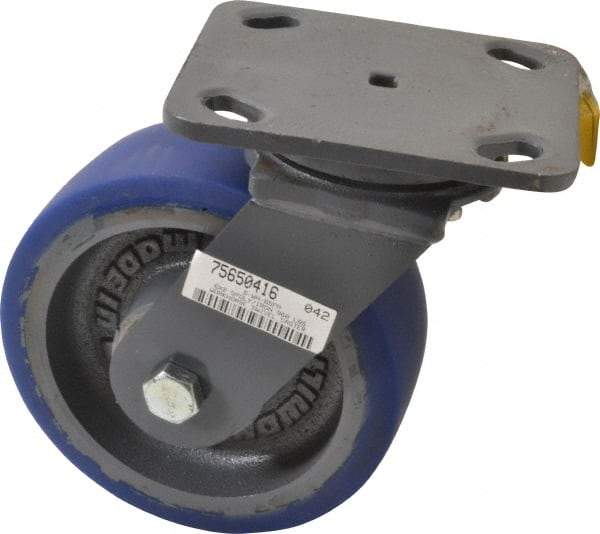 Hamilton - 6" Diam x 2" Wide x 7-1/2" OAH Top Plate Mount Swivel Caster - Polyurethane, 960 Lb Capacity, Precision Sealed Bearing, 4 x 5" Plate - Apex Tool & Supply