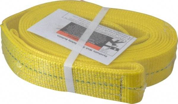 Lift-All - 20' Long x 2" Wide, 3,200 Lb Vertical Capacity, 1 Ply, Polyester Web Sling - 2,500 Lb Choker Capacity, Yellow - Apex Tool & Supply