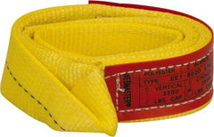 Lift-All - 3' Long x 2" Wide, 3,200 Lb Vertical Capacity, 1 Ply, Polyester Web Sling - 2,500 Lb Choker Capacity, Yellow - Apex Tool & Supply