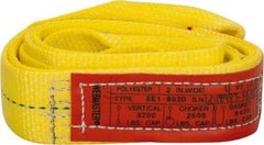 Lift-All - 4' Long x 2" Wide, 3,200 Lb Vertical Capacity, 1 Ply, Polyester Web Sling - 2,500 Lb Choker Capacity, Yellow - Apex Tool & Supply