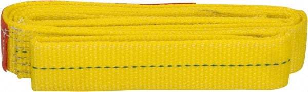 Lift-All - 8' Long x 2" Wide, 3,200 Lb Vertical Capacity, 1 Ply, Polyester Web Sling - 2,500 Lb Choker Capacity, Yellow - Apex Tool & Supply