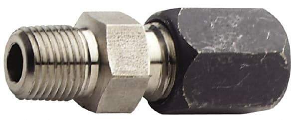 Made in USA - 3/4" OD, Grade 316Stainless Steel Male Connector - 1-1/8" Hex, Comp x MPT Ends - Apex Tool & Supply