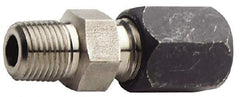 Made in USA - 1/2" OD, Grade 316Stainless Steel Male Connector - 13/16" Hex, Comp x MPT Ends - Apex Tool & Supply