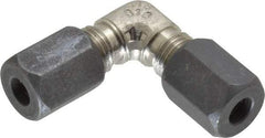 Made in USA - 1/4" OD, Grade 316Stainless Steel Union Elbow - -75 to 750°F, 7/16" Hex, Comp x Comp Ends - Apex Tool & Supply