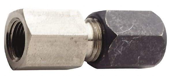 Made in USA - 1/2" OD, Grade 316Stainless Steel Female Connector - 7/8" Hex, Comp x FNPT Ends - Apex Tool & Supply