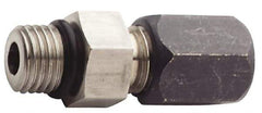 Made in USA - 1" OD, Grade 316Stainless Steel Male Connector - 1-1/2" Hex, Comp x Straight Thread O-Ring Ends - Apex Tool & Supply