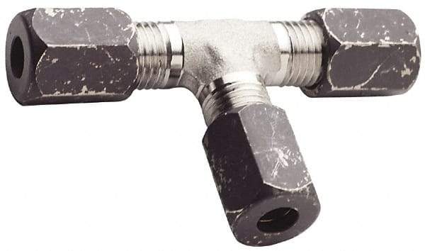 Made in USA - 1-1/2" OD, Grade 316Stainless Steel Union Tee - 1-7/8" Hex, Comp x Comp x Comp Ends - Apex Tool & Supply